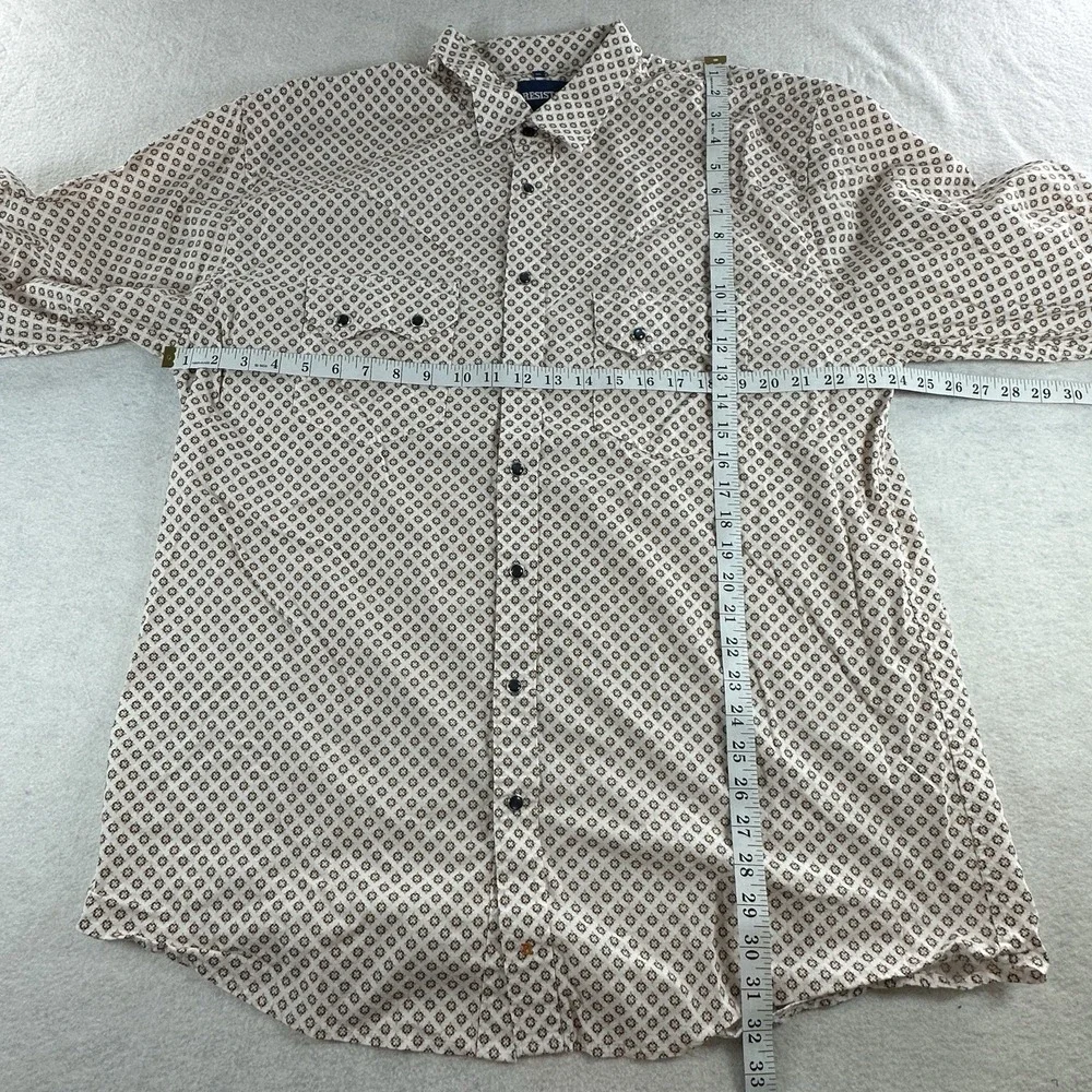 RESISTOL Mens Long Sleeve Western Shirt XL White Orange Blue Accents Pearl Snaps